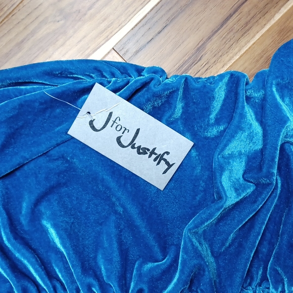 🌿Blue Velvet Ruched Mini Dress Size 2X - Picture 4 of 9